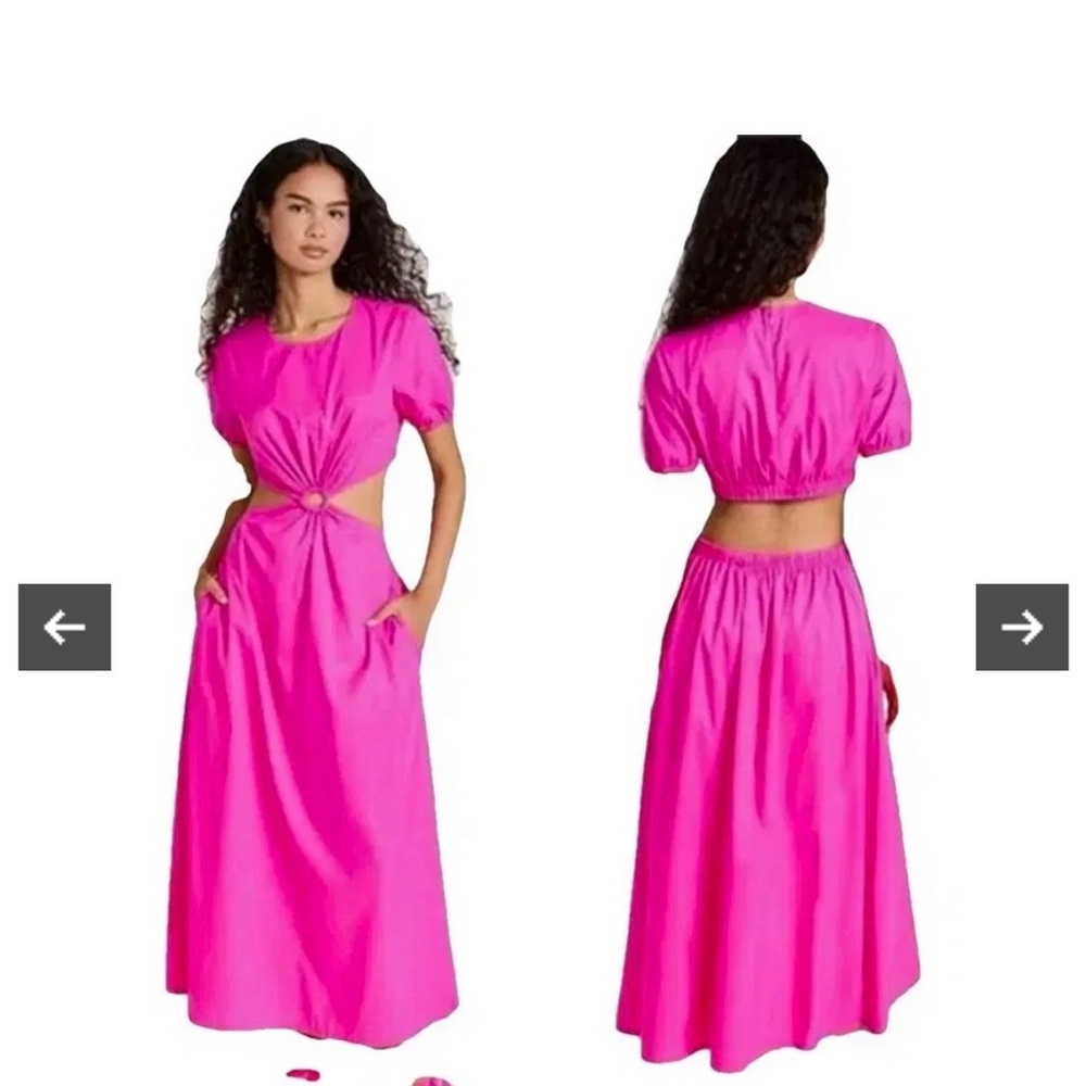 STAUD Bright Pink Cutout Maxi Dress